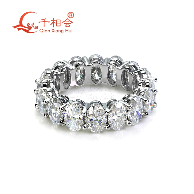 

3*5mm or 4*6mm oval shape D VVS white moissanite 925 Silver eternity band Ring rings for jewelry dating engagement gift