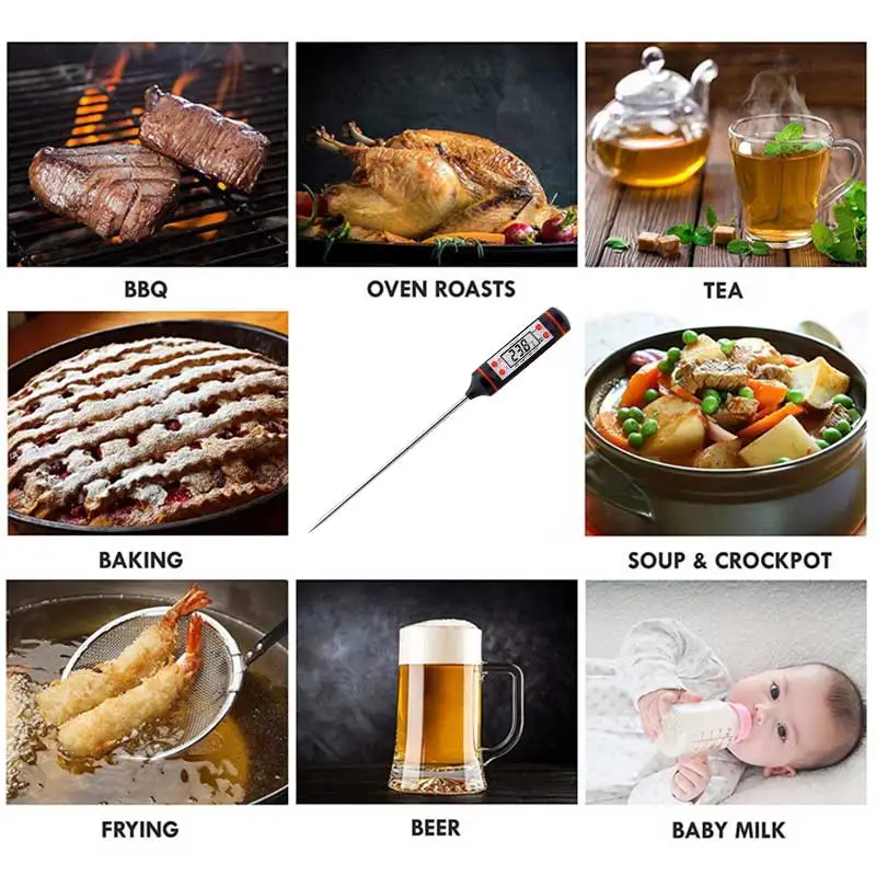 เครื่องวัดอุณหภูมิอาหารดิจิตอล Kitchen ทำอาหาร BBQ Probe อิเล็กทรอนิกส์เตาอบเนื้อน้ำนม Sensor Gauges เครื่องมือวัดเครื่องวัดอุณหภูมิ