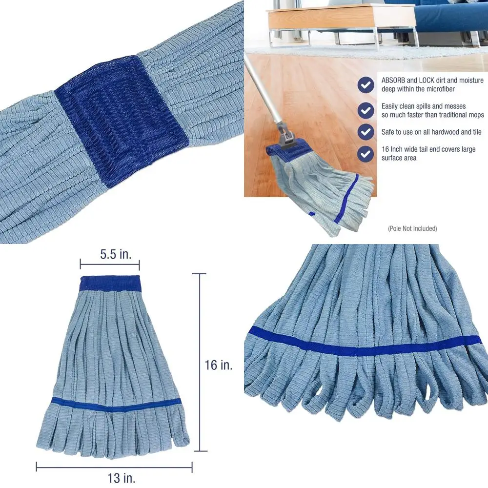 

High-Absorbency 400GSM Microfiber Mop Head, Looped, Streak-Free, Durable, Quick-Dry, Fits Standard Handles, Suitable for Hardwoo