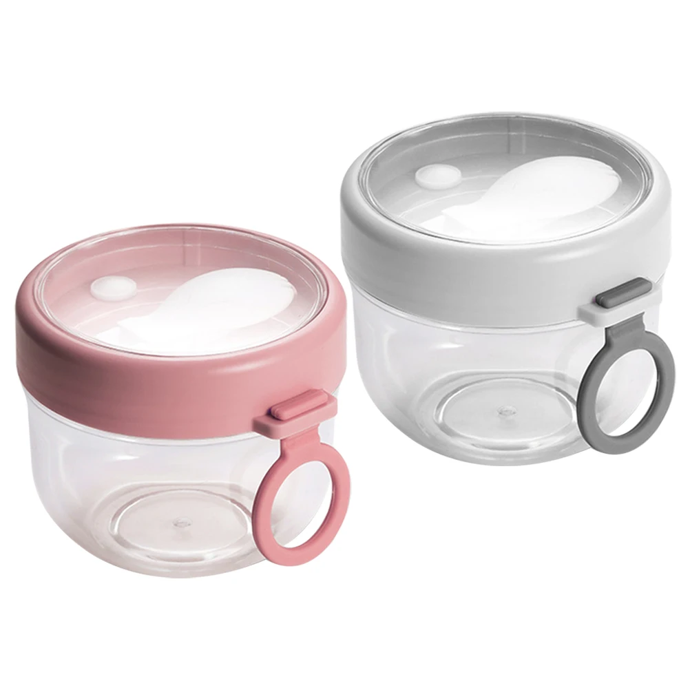 

2pcs Overnight Oat Containers With Lids Portable Lightweight Plastic Yogurt Jars Meal Prep Storage Jars For Oats Cereal Milk