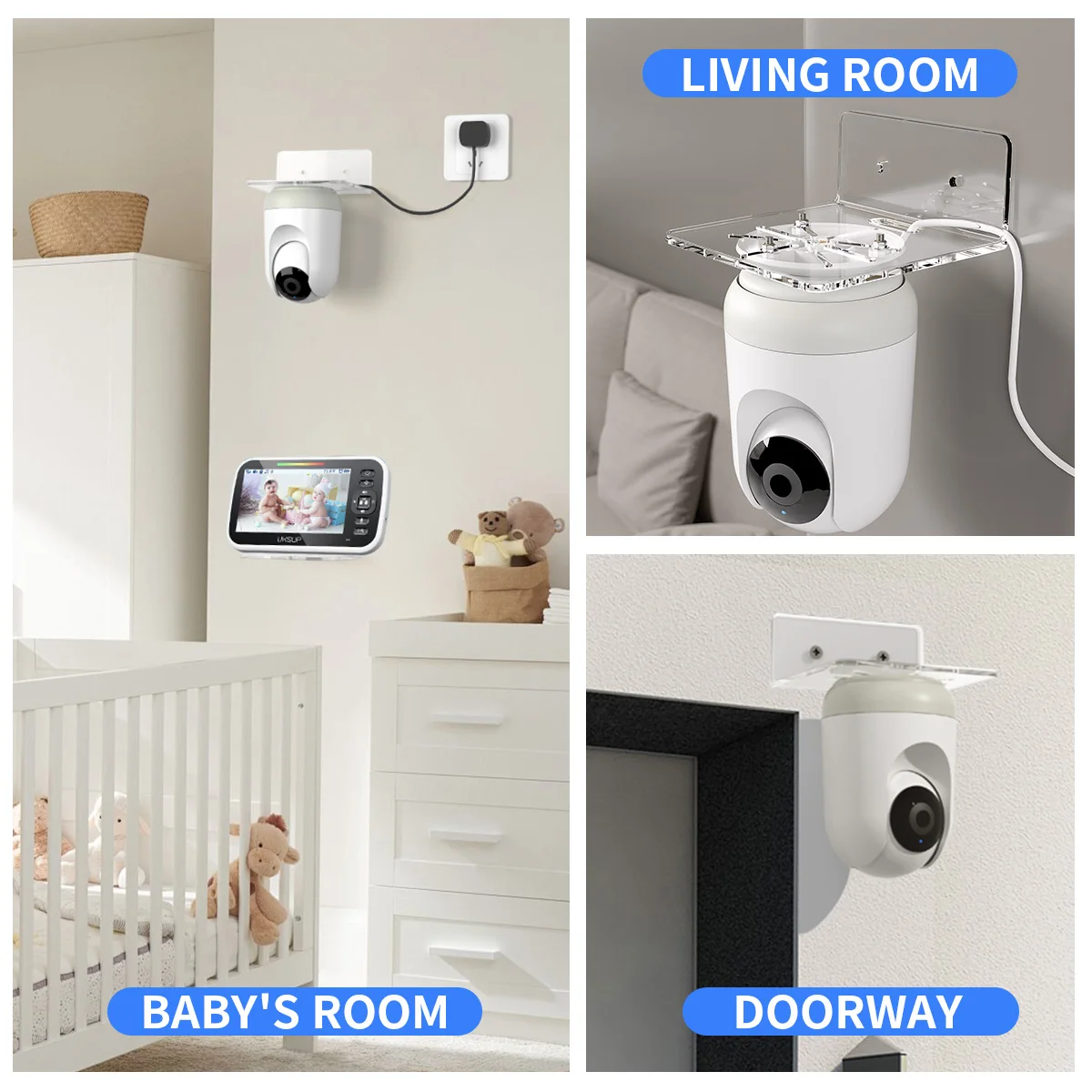 Security Camera Mount IP Camera Wall Mounted Baby Monitors Wall Bracket Surveillance Camera Holder Thick Plastic Clear Stand