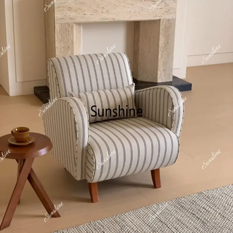 

American retro striped sofa simple modern living room balcony casual single chair