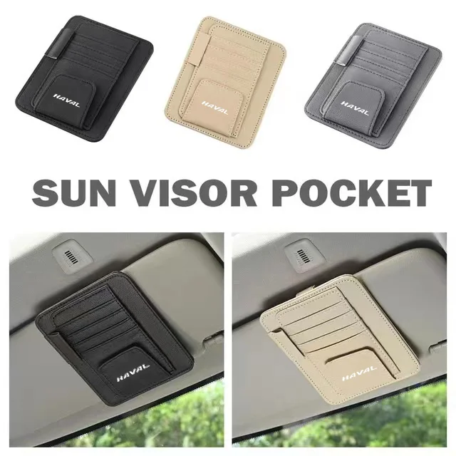 Car Sun Visor Organizer Multi-Pocket Auto Interior Universal For Haval Jolion 2021 H1 H2 H3 H4 H5 H6 H7 H8 H9 F5 Car Accessories