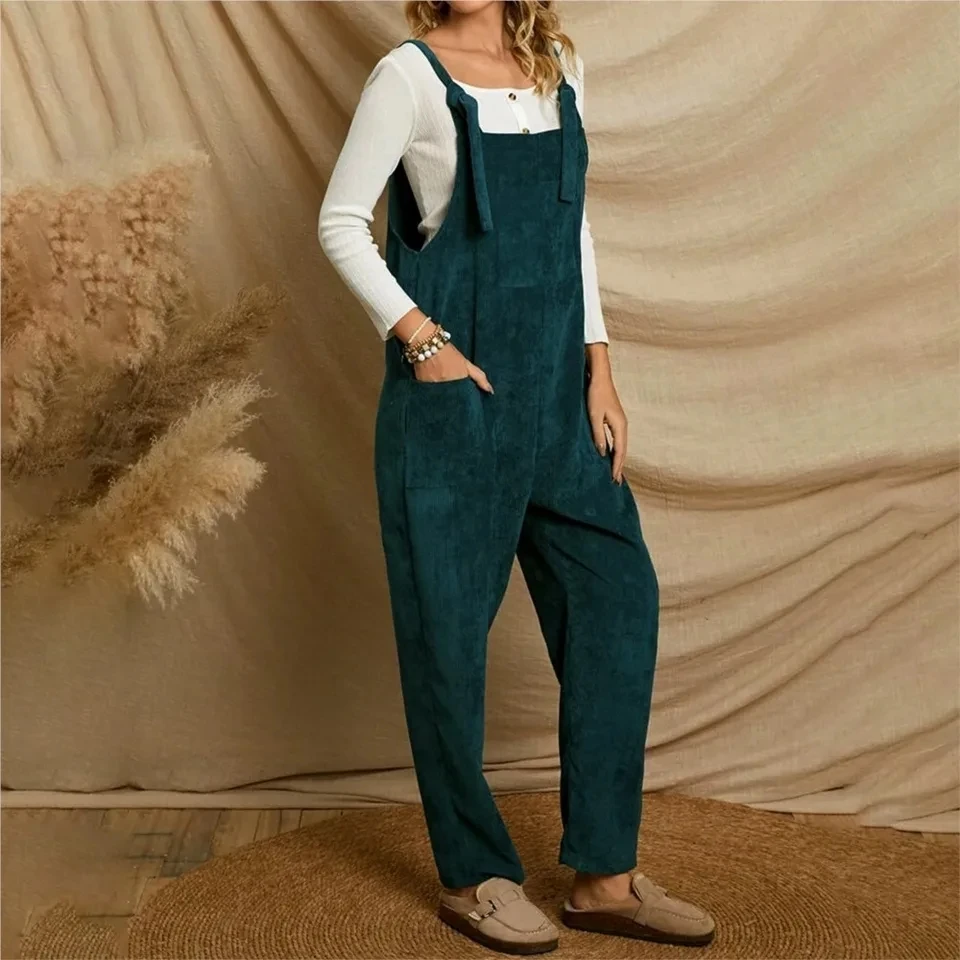 

Fashion Retro Corduroy Strappy For Women's Jumpsuit Autumn Winter Casual Loose Multi-pocket Female Overalls 2025