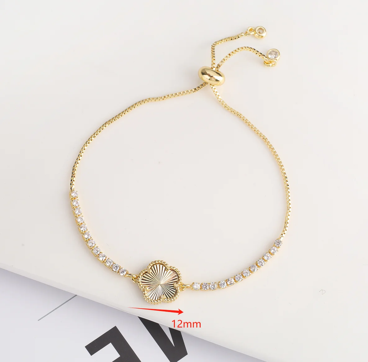 Colorful Stone Plant Five Leaf Flower Adjustable Bracelet For Women Luxury New Design High Quality Creative Gold Plated Clover