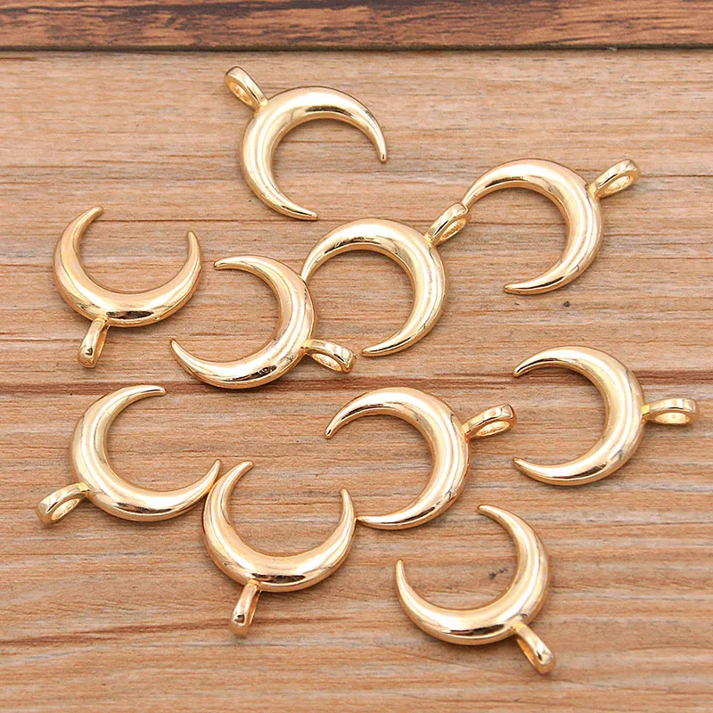 30PCS 16*20mm 2 Color Crescent Moon Charms Natural Pendant Metal Alloy DIY Necklace Bracelet Handwork Marking