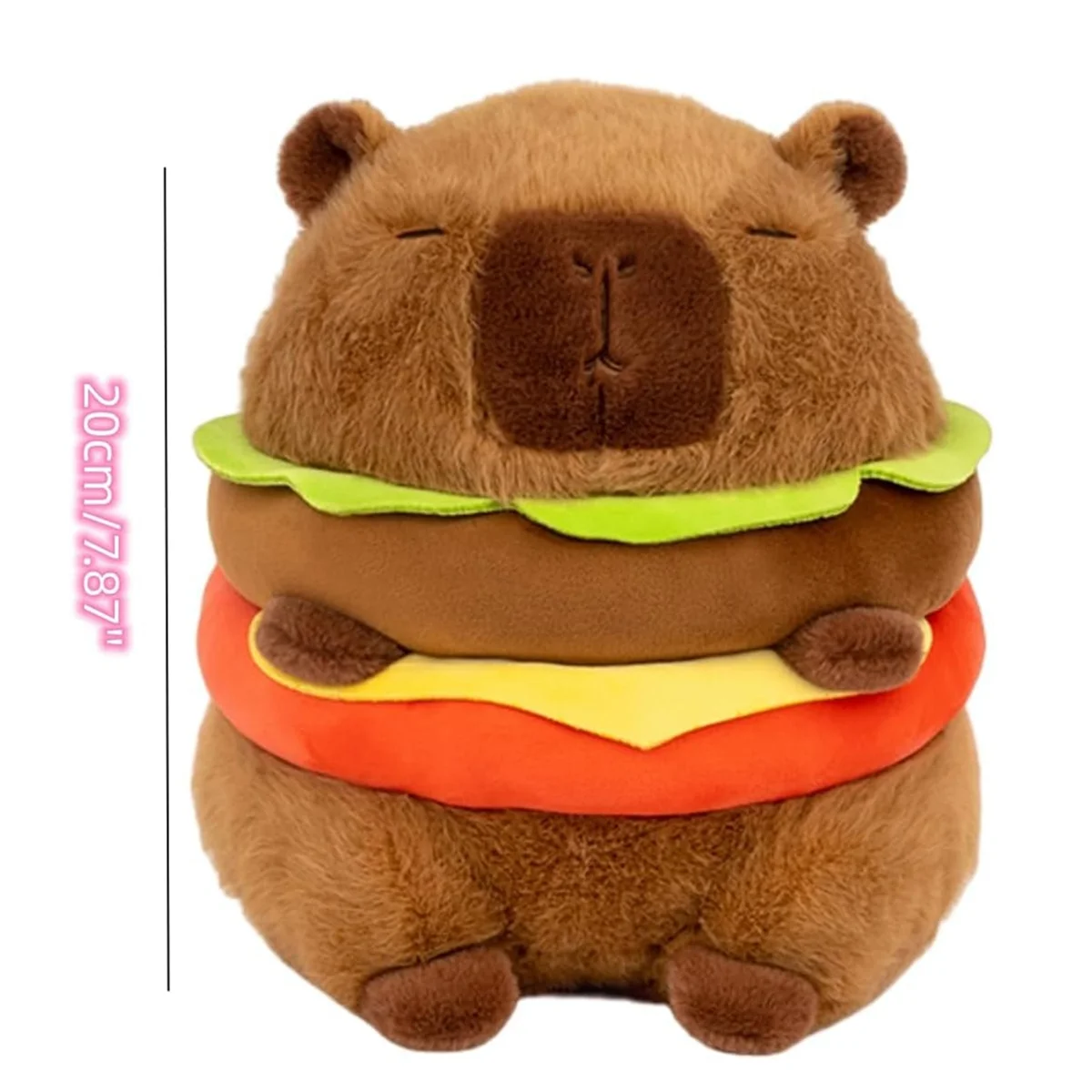 Realistic Capybara Burger Plush, Cute Capybara Stuffed Animal Pillow Plushie Toy, Soft Hamburger Food Stuffed Toys Doll