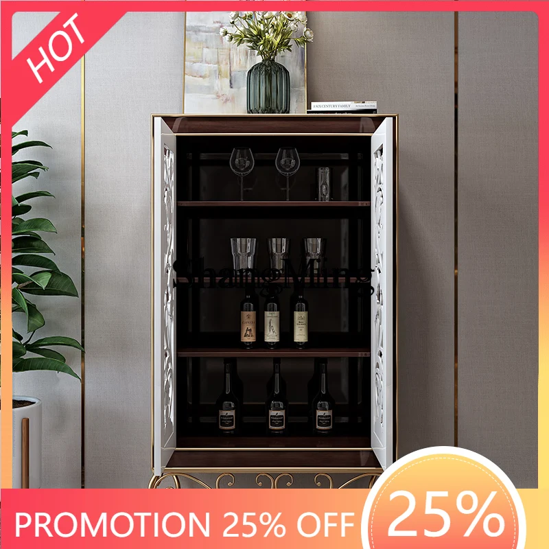 

FG home light luxury wall dining side cabinet living room villa storage simple solid wood cabinet