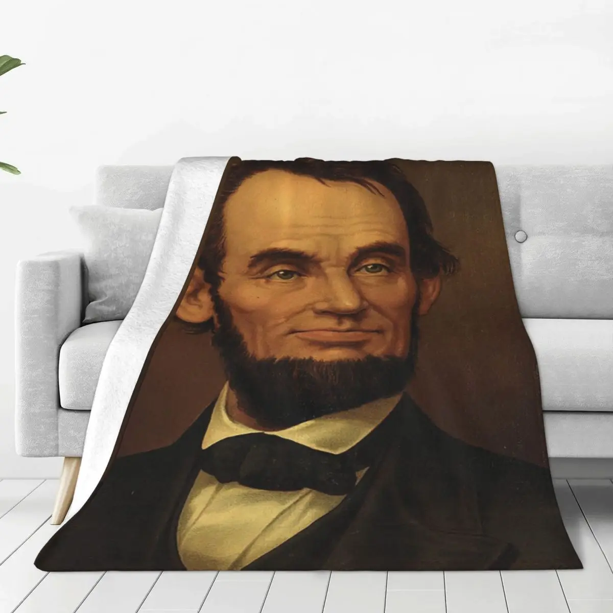 Abraham Lincoln Bust Portrait Blankets Soft Warm Flannel Throw Blanket Cover for Bed Living room Picnic Travel Home Sofa