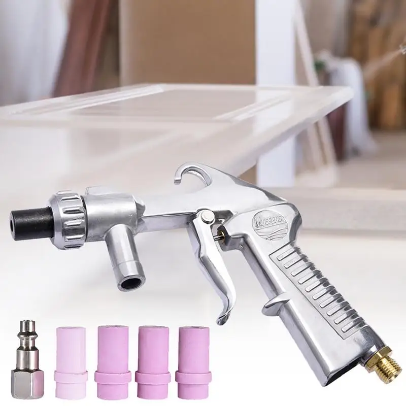 Abrasive Air Sand Blasting Guns Kit 1 Ceramic Nozzle 1 Steel Nozzle 1 Sand Suction Pipe Industrial Sandblaster Guns Power Tools