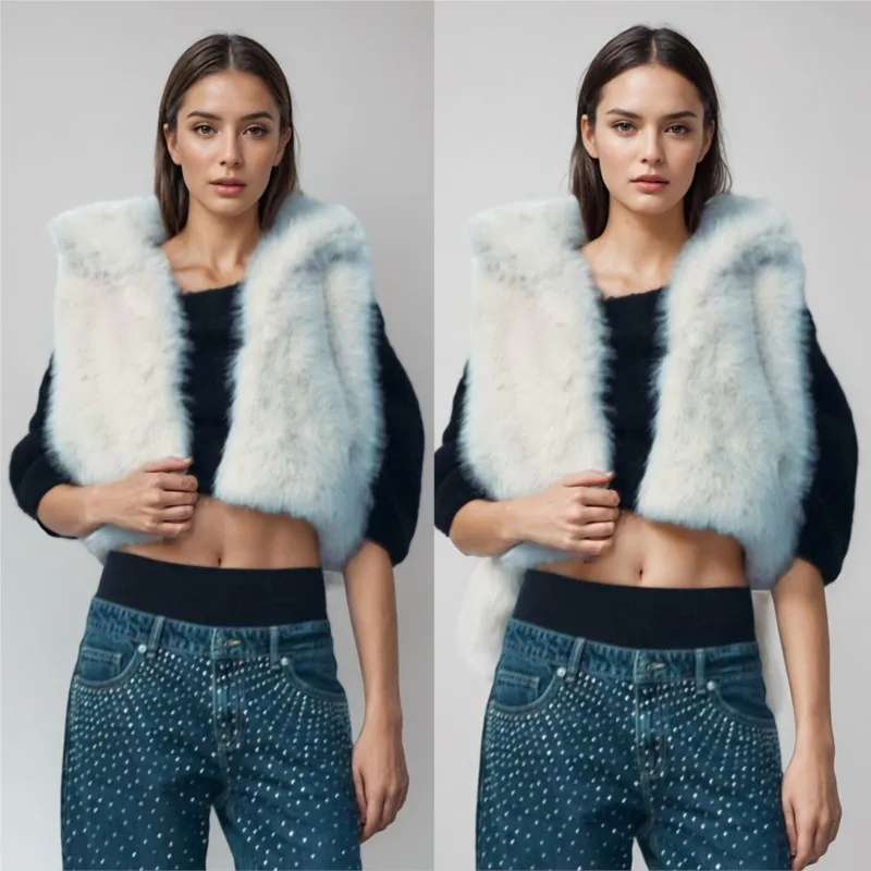 

2025 Women's Winter New Casual Street Style Faux Fur Vest Outerwear Top Daily Wear Outfits Cold Days Faux Fur Streetwear Tops