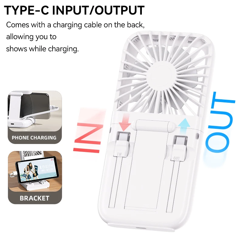Multifunction Foldable Hand Fan USB Charging Mini Portable Hanging Neck Air Cooling Fan Semiconductor Refrigeration Small Fan - Image 6