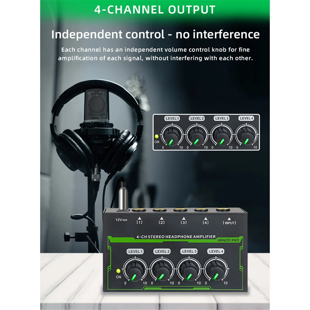 Усилитель для наушников Усилитель для наушников 4-канальный стерео аудиоусилитель Мини-разветвитель для наушников