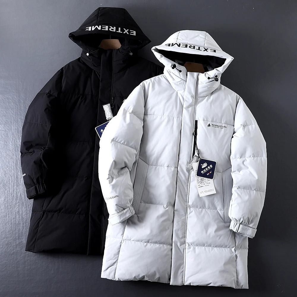 

90% Du down Reflective Heat Outdoor Mountain Climbing Jaet Men's Mid-Length Hooded Anti-Cold Warmth Outerwear