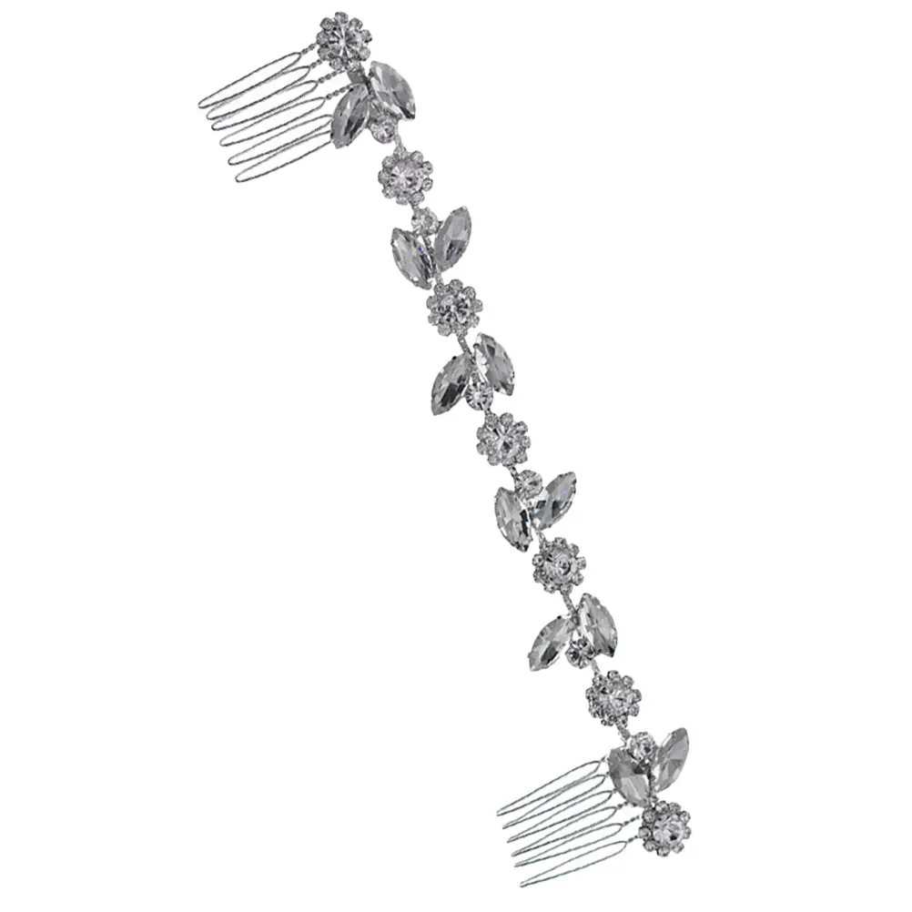 

Women Sun Flower Tray Hair Comb Bridal Headpiece The Chain Crystal Wedding