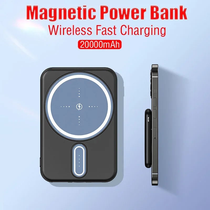 

Magnetic Power Bank Mini 20000mAh Wireless Fast Charging Portable Charger for cell Phone Spare Battery 12/13/14/15