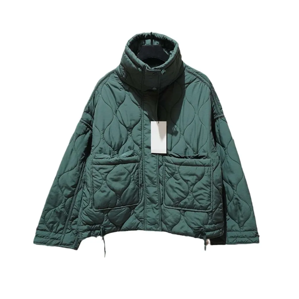 Women's Loose Version Cotton-Padded Jacket Black Stand Collar European American Style Wholesale Clothing