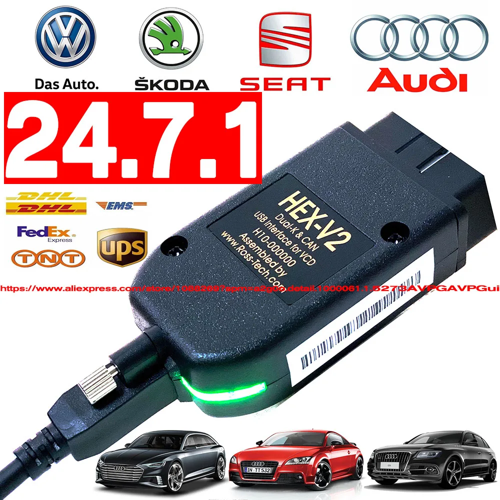 2025 New V24.7.1 VAG HEX V2 Interface For VAGCOM VAG COM VW-AUDi Professional Scan Code Upgrade Hardware AUTO COM VCDS TOOL