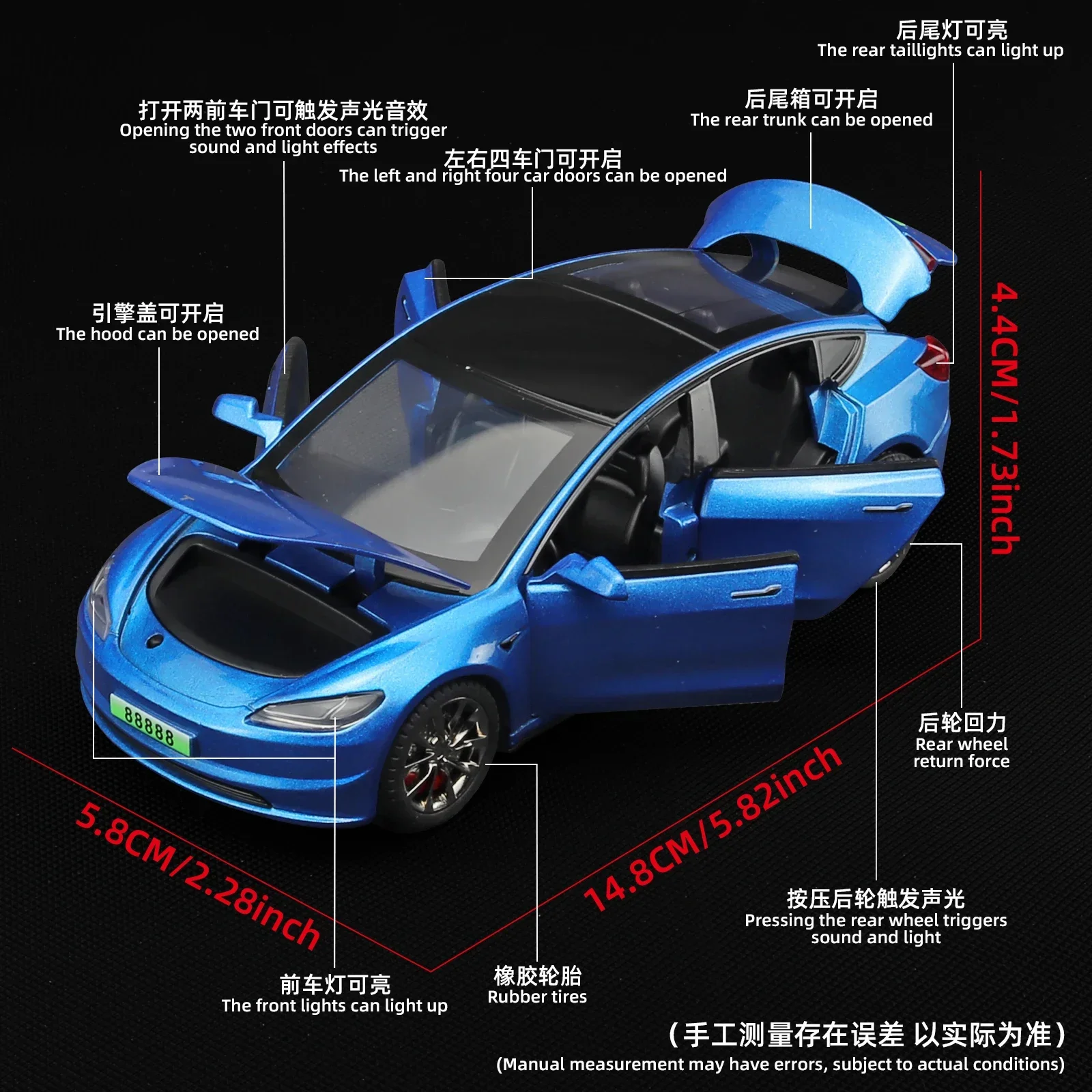 2024 NOWOŚĆ 1:32 Model3 Model 3 Alloy Muscle Car Model Dźwięk i światło Odciągnij Zabawka dla dzieci Kolekcje Prezent urodzinowy