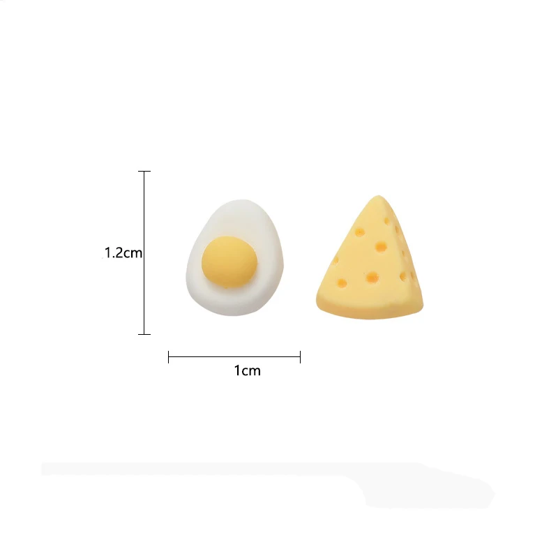 جديد مضحك لطيف الكرتون البيض المقلي الجبن وأقراط للنساء الكورية الصغيرة غير المتكافئة الأذن مجوهرات Brincos بالجملة