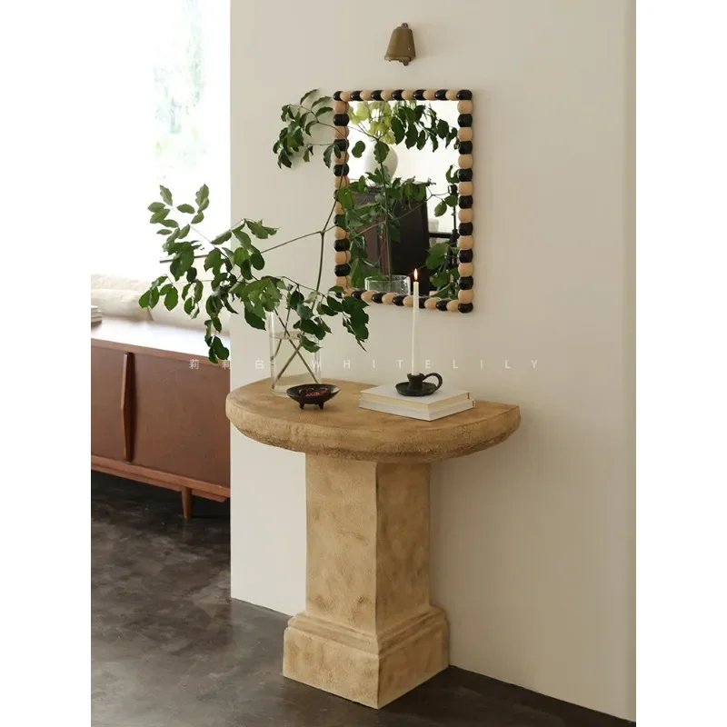 #Lily White Wabi Silent Wind Retro Narrow Entrance Terrace Homestay Decoration Case Desk Living Room Semicircle Designer Entranc