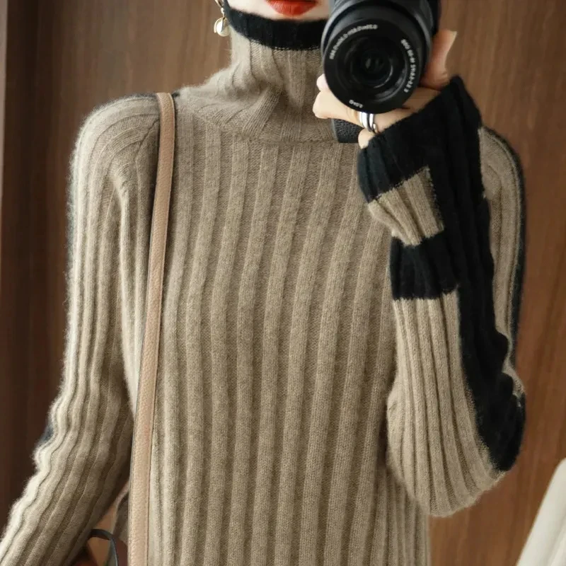 

Women Sweater Winter Cashmere Turtleneck Warm Knitwear Korean Casual Solid Bottoming Shirt Fashion Knit Pullovers Sweater