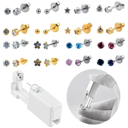 1PC Disposable No Pain Safe Sterile Ear Stud Cartilage Tragus Helix Unit Kit Nose Piercing Stud Tool Fashion Jewelry 20g