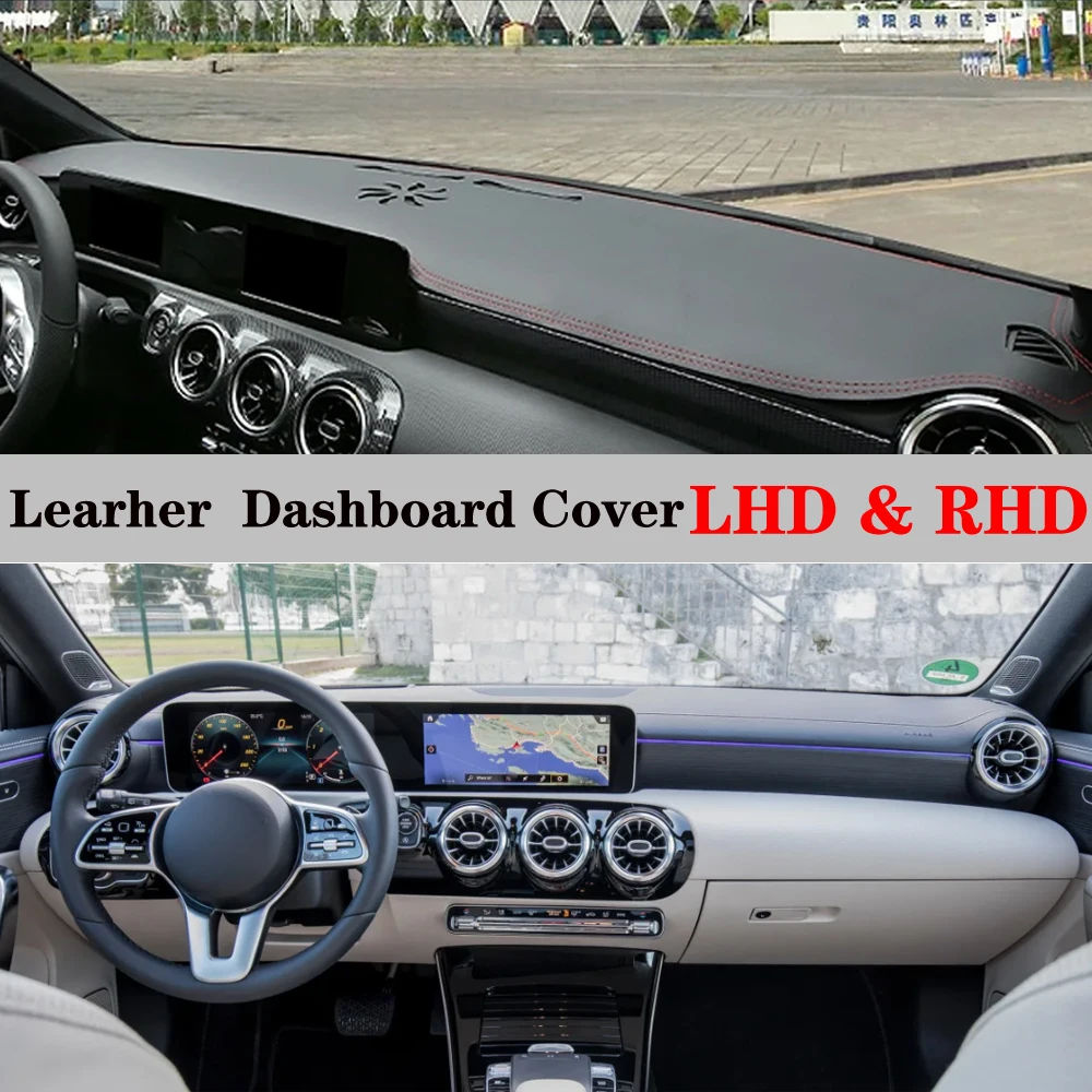 For Mercedes-Benz A W177 CLA C118 GLA H247 Class 180 200 260 220 PU Leather Dashmat Car Styling Dash Mat Dashboard Cover PADS