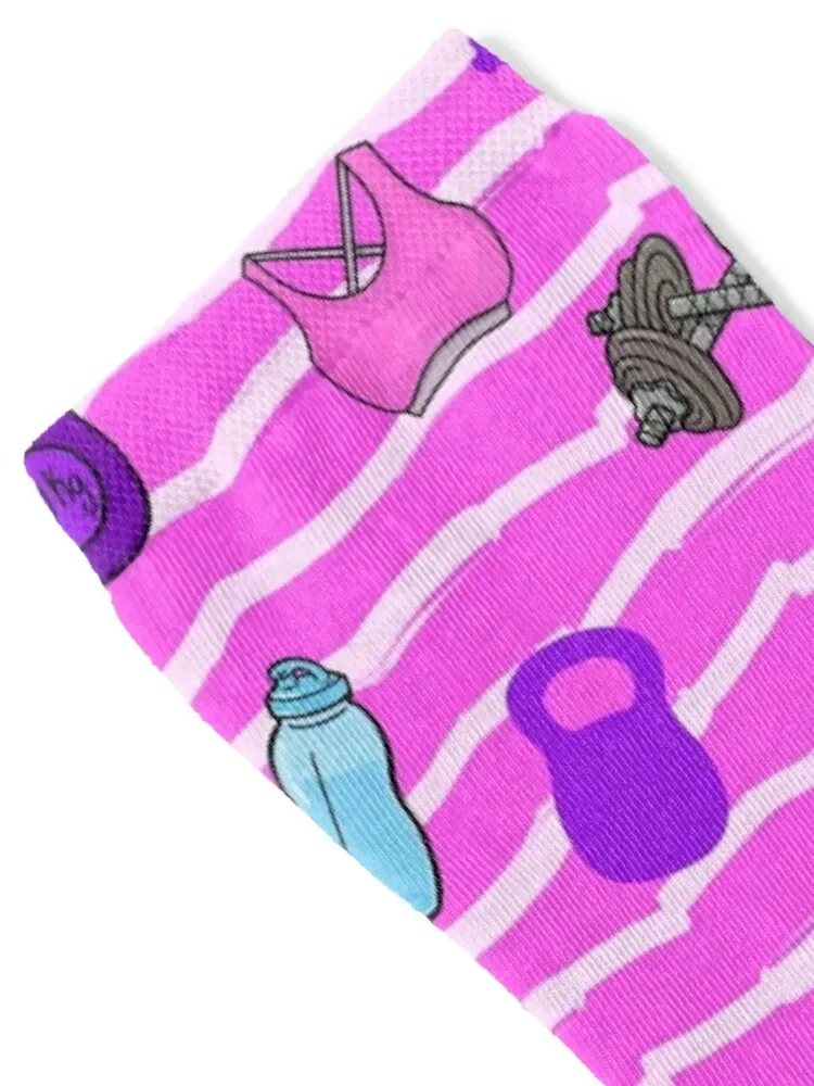 Gym Girl Pattern Protein, Shaker, Bra, Kettlebell, Dumbbell, Water bottle Socks christmass gift Wholesale Socks For Girls Men's