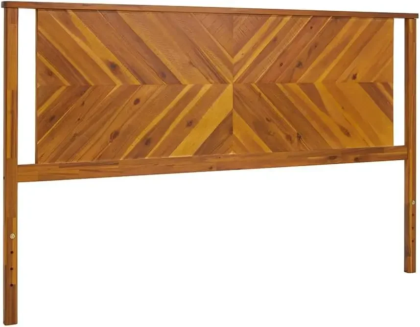 Headboard ONLY, Rustic & Scandinavian Style with Solid Acacia Wood, Easy Assembly, King, Rustic Golden Brown