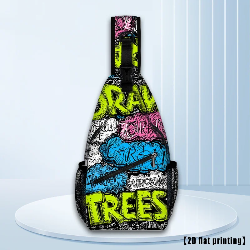 

Сумка-слинг с принтом в стиле граффити, красочный узор в стиле уличного искусства, легкая регулируемая сумка через плечо для повседневного использования