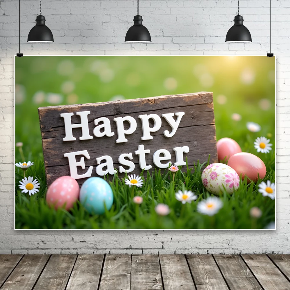 Easter Backdrop for Photography Bunny Shop Spring Easter Day  Background For Photography Rabbit Wood Floor Rainbow Photo Studio
