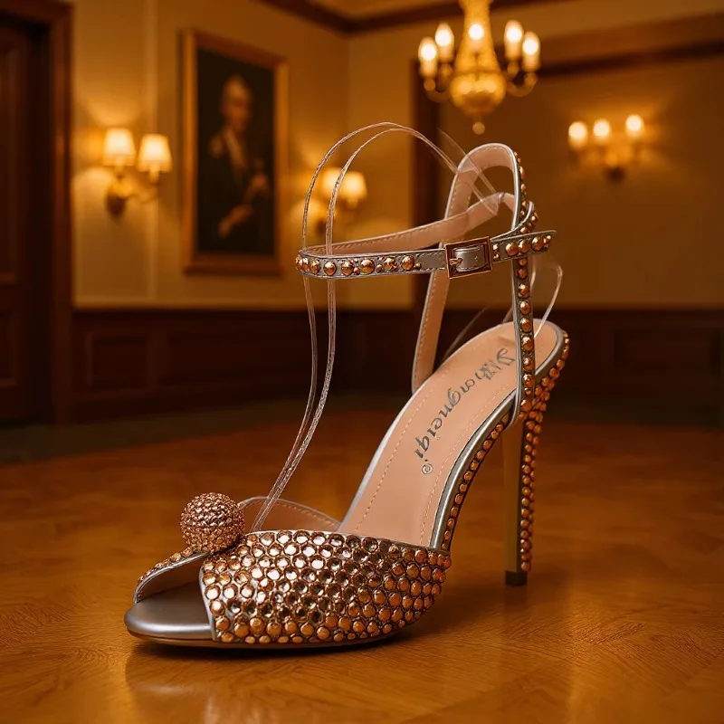 

Luxury Women's Sandals Fashion High-end Rhinestone High Heel Sandals Designer Shoes for Women New Banquet Formal Shoe Dance Shoe