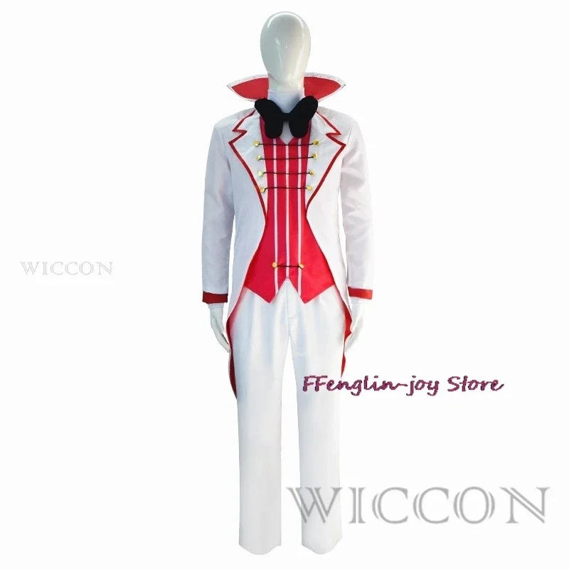 Hazbin Lucifer Cosplay Anime Hotel Morningstar Cosplay Costume Wig Daddy White Suit Devil Hell Halloween Party Adult Men Costume