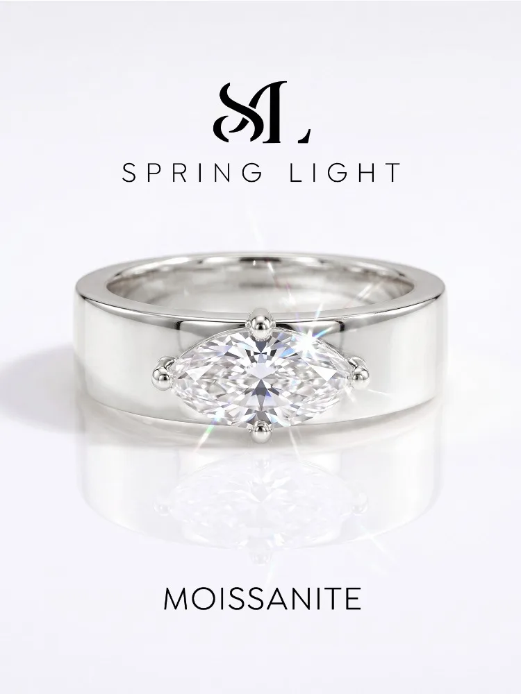 Wunderschöner Vintage-Eleganter 1CT Moissanit-Diamant Marquise-Verlobungsring für Damen, Party-Luxus-Schmuck von hoher Qualität – Detail 1