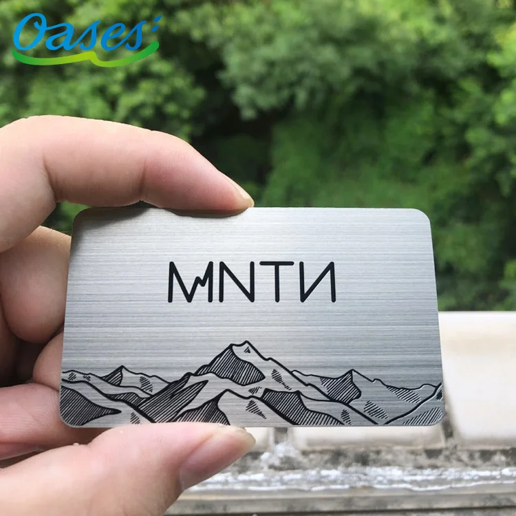 Customized query Cheap Customized Logo Multicolor Stainless Steel Brushed Laser Cut Metal Card Business Gift Blank Metal Busines