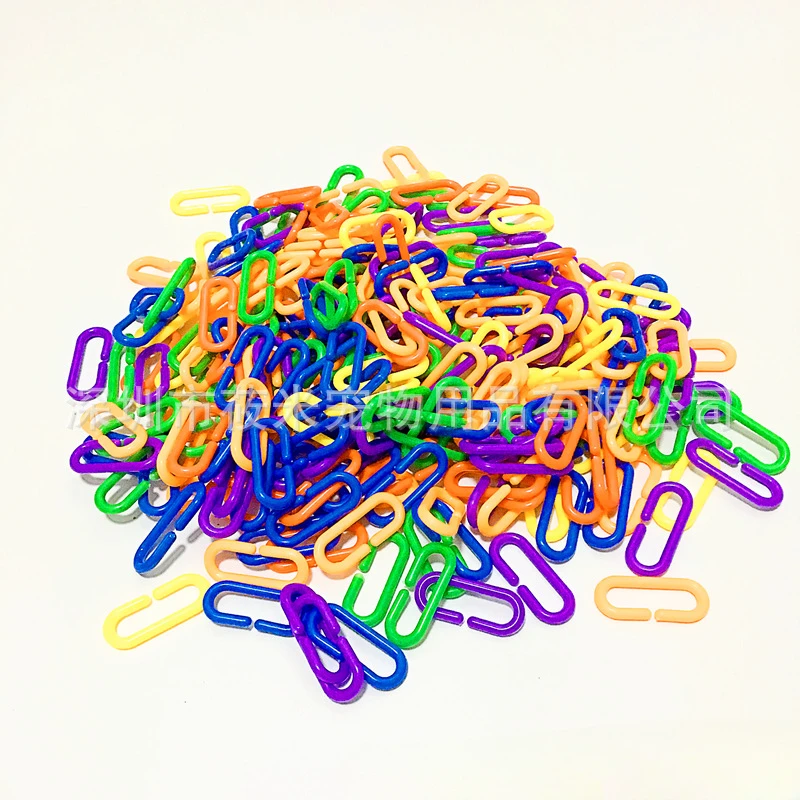 100PCS /200PCS Set Parrot C-clip Toy Plastic Chain Links Rainbow C-Clips Chains Hooks Bird Cage Swing Climbing Cage Toys