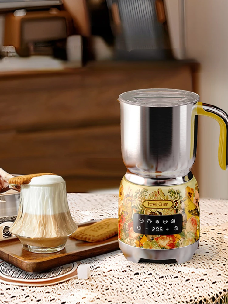 0.4L 550w Retro Printing DIY Automatic Electric Milk Frother Heating 304Stainless Steel 4gears Adjustment