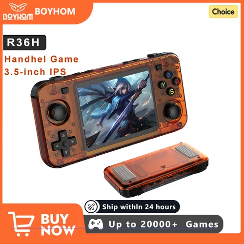 BOYHOM nueva consola de juegos portátil R36H pantalla IPS de 3,5 pulgadas Linux RK3326 reproductor de videojuegos Retro 3000 mAh 64G 10000 + juego clásico