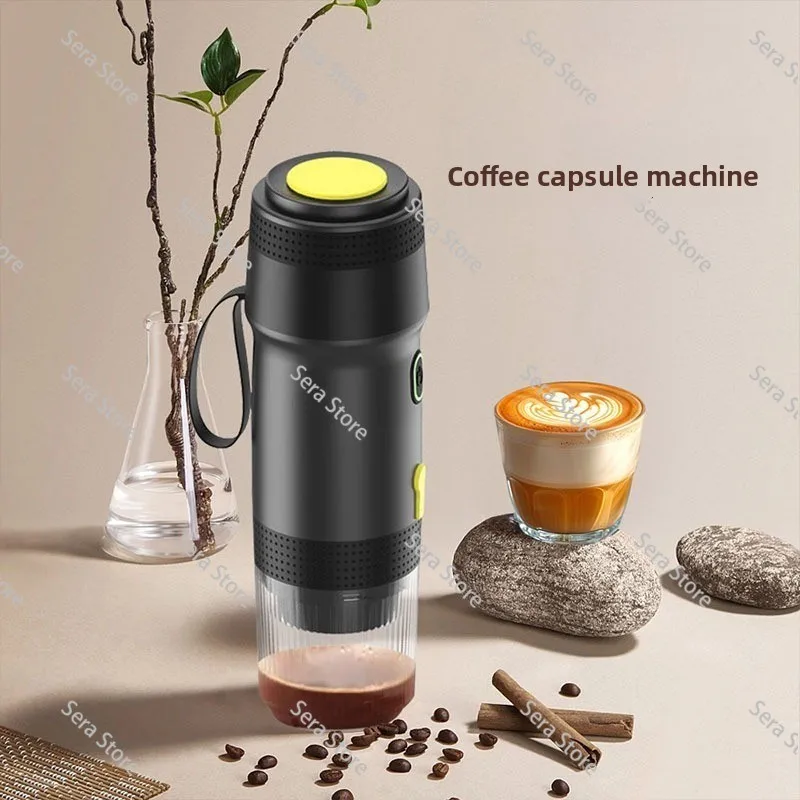 Portable, heatable espresso coffee machine, large and small capsule coffee powder three-in-one