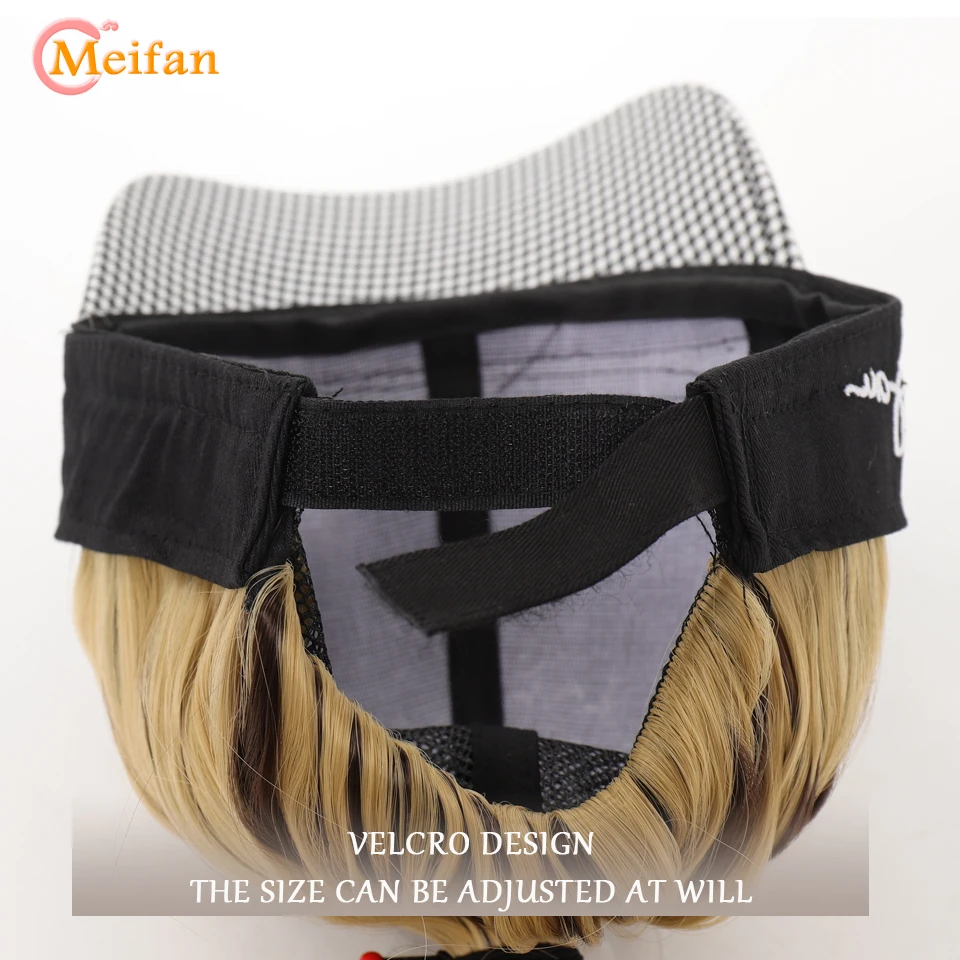 MEIFAN Synthetic Natural Fake Hair Ponytail Extension Wig wiht Hat Travel Beach Shade Baseball Cap All-in-one Easy Wear Hat Wig