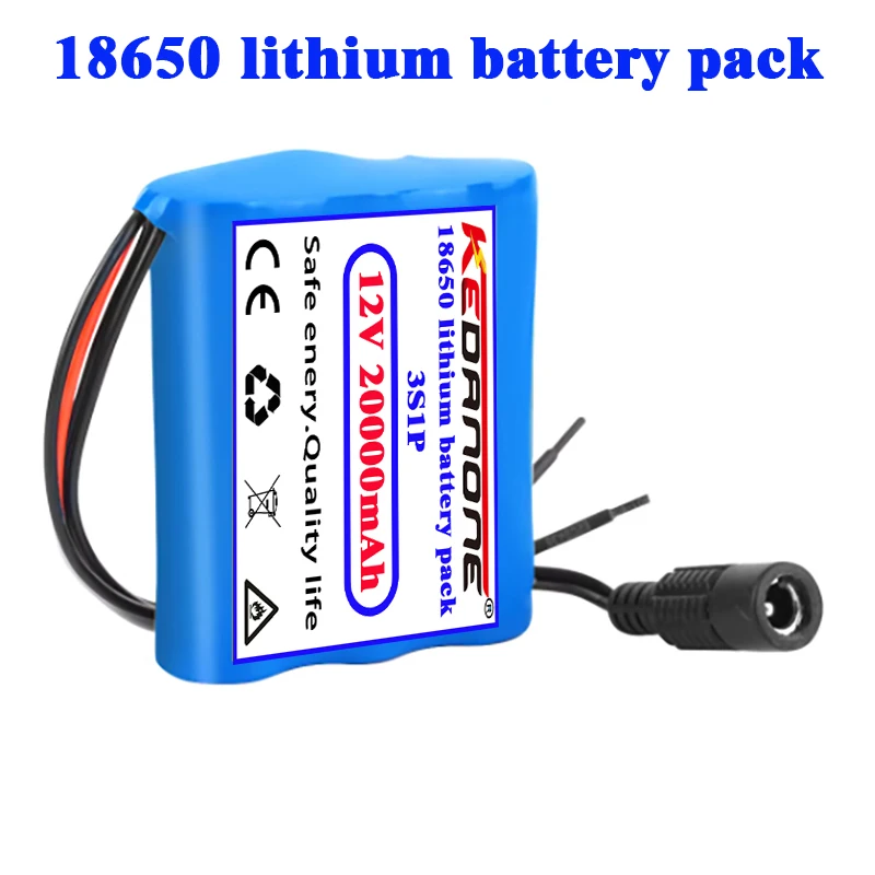

12V 20000mAh 100% New 3S1P Protection Plate12V 20Ah Battery Pack 18650 Lithium ion DC 12.6V Super Rechargeable Battery+Charger