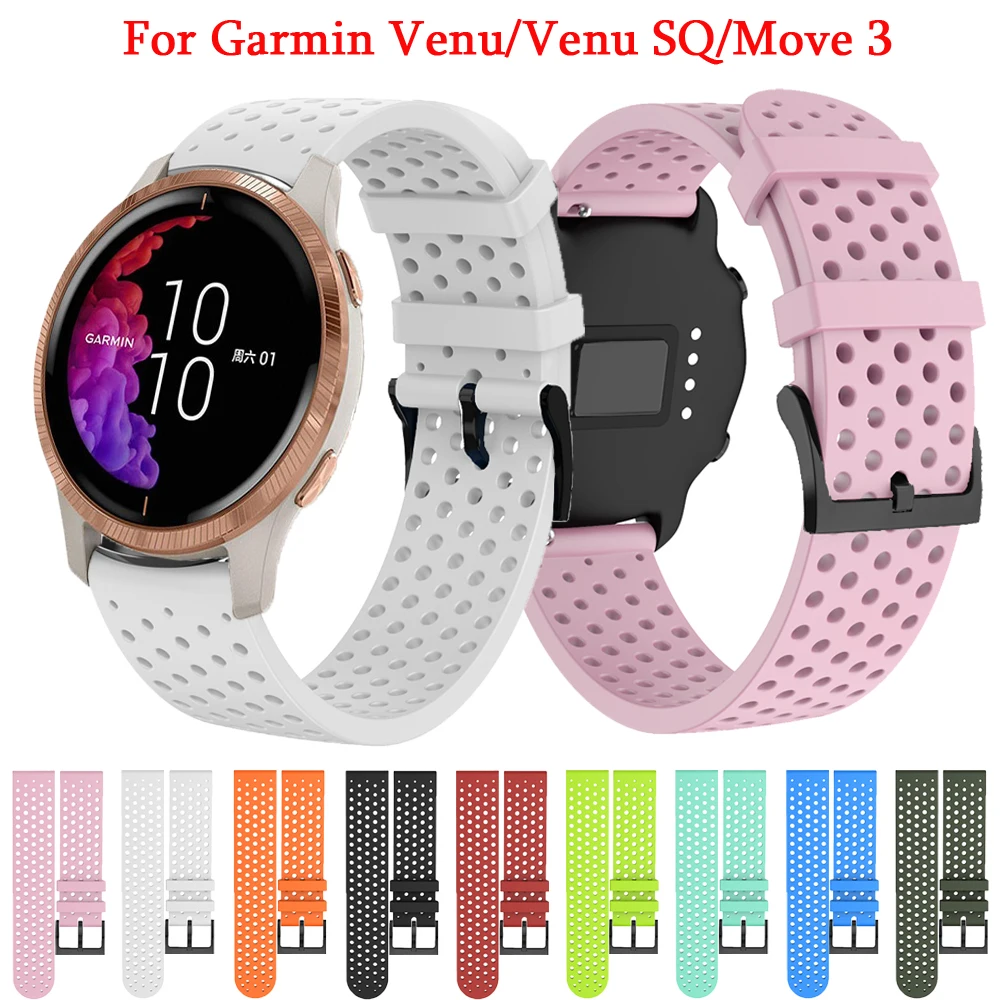 20mm Smart Watch Strap For Garmin Venu SQ Vivoactive 3 Vivomove HR Silicone Soft Bands Forerunner 245M 158 55 Watchband Bracelet