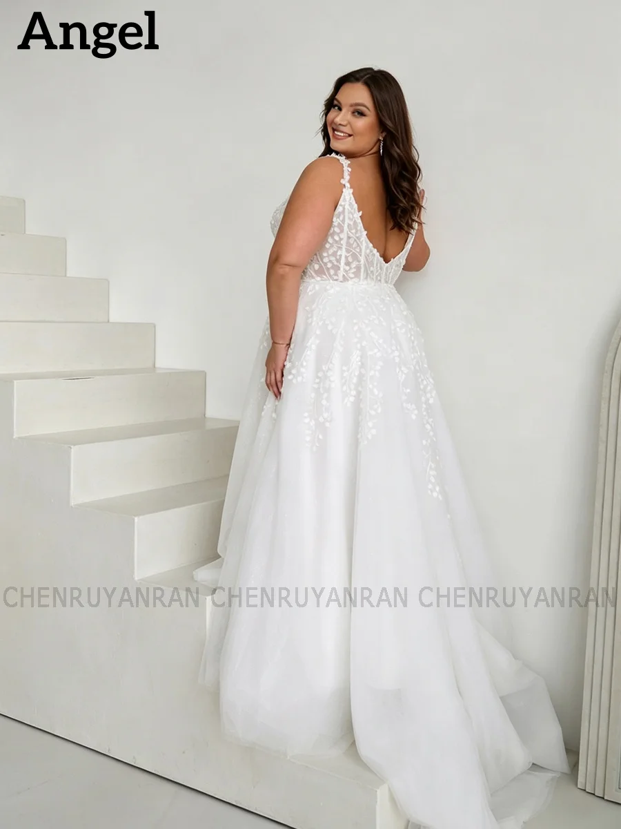 ANGEL Lace Ivory Wedding Dresses 2026 Applique Long Bride Dress With Slit Backless Sexy Bridal Gowns Vestidos De Novia Custom
