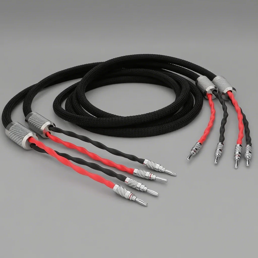 High End 6N OCC Speaker Cable Carbon Fiber Banana Plug Channel Splitter, Connecting the Amplifier, Home Cinema