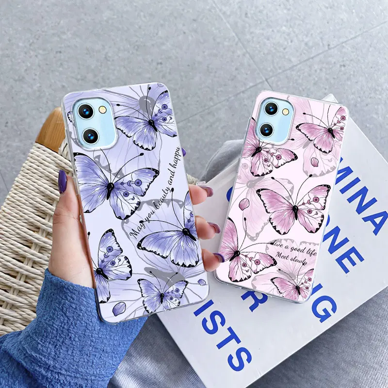 For Umidigi G1 C1 Max Case Luxury Phone Case For Umidigi C1 G1 Marble Butterfly Flower Clear Soft Silicone TPU Protective Cover
