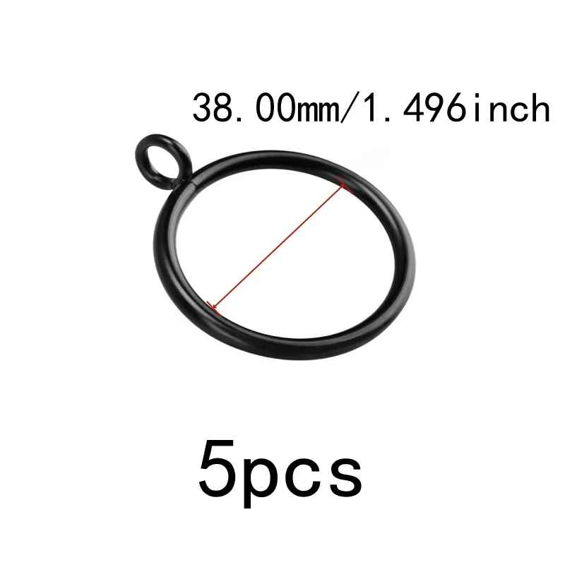 5 pcs 38mm Eyelet Curtain Hangers, Rust Resistant Finish, suitable for Home Fabric Hanging, Easy Install Simple Hang, Black