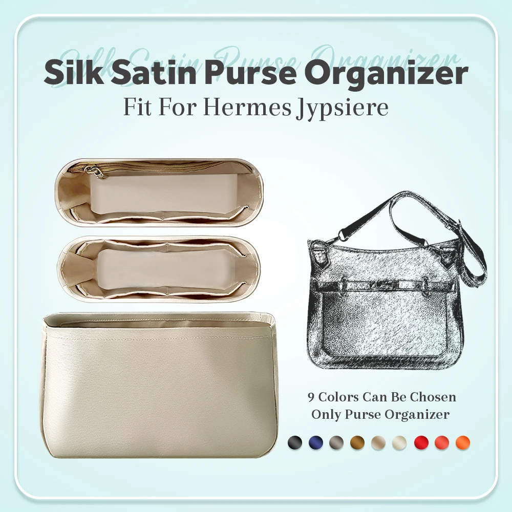 

Silk Satin Purse Organizer Insert, lnner Liner Bag Organizer Insert Fit for Hermes Jypsiere Handbag Inside Storage Bag Organizer