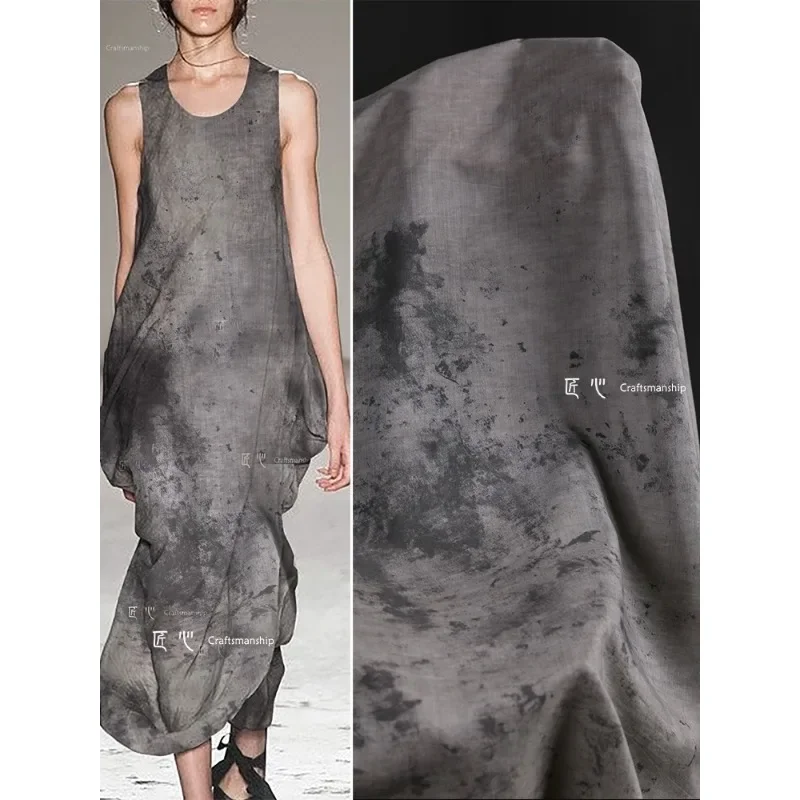 Grey Ink Dot Dye Hype Fine Cotton Tie Dye Fabric Skin Friendly Shirt Dress Clothing Designer Fabrics