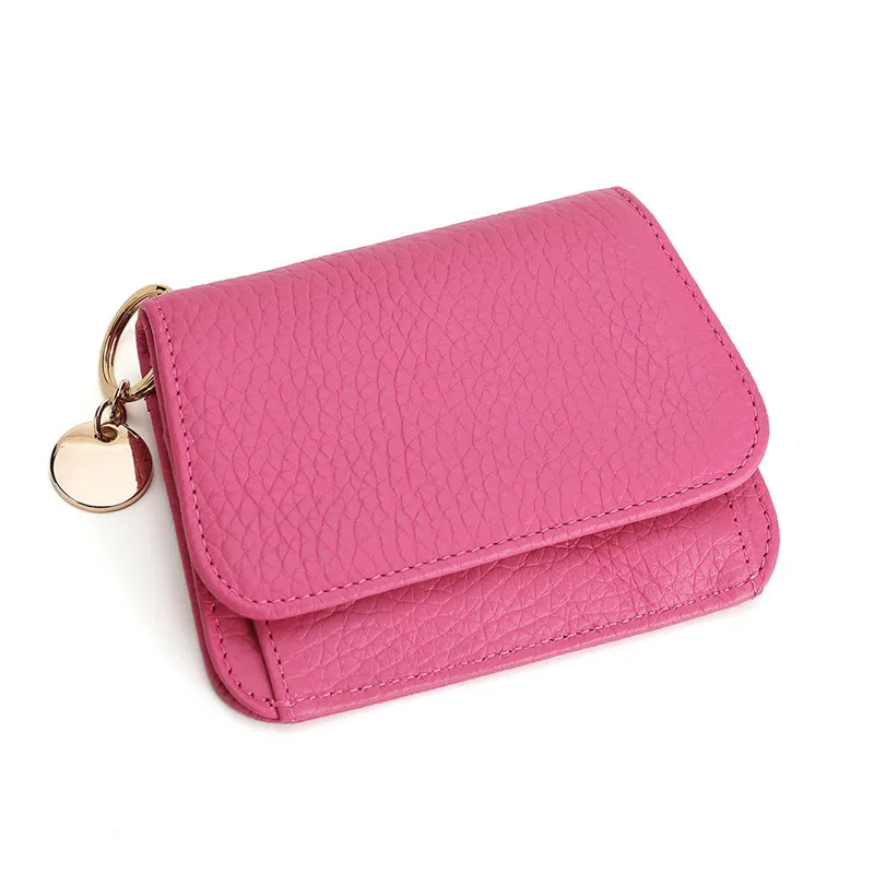 Cartera de piel auténtica para mujer, monedero pequeño con cremallera, monedero corto, tarjetero